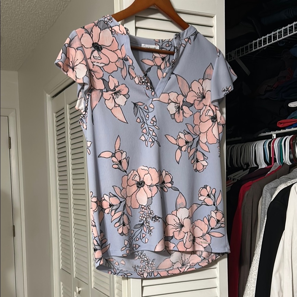 Calvin Klein Collection Purple Ruffled Blouse